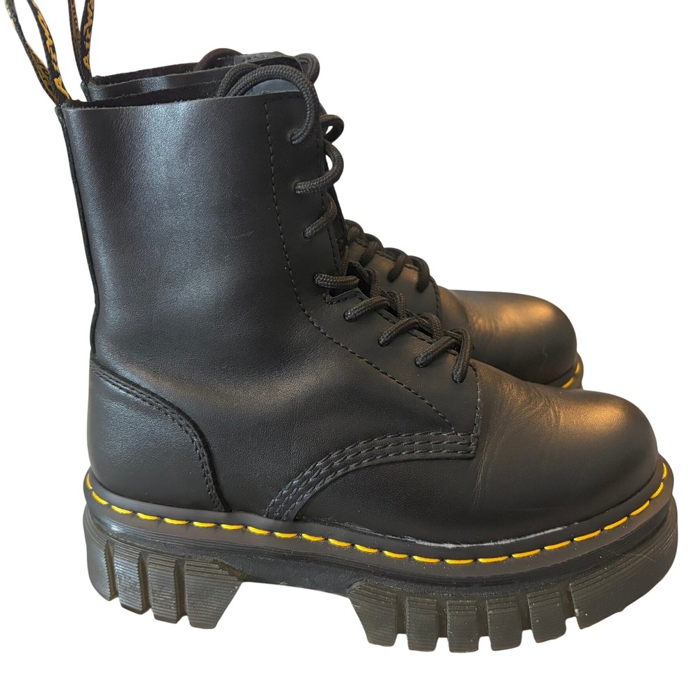 Dr. Martens Audrick 8-Eye Boots Black Nappa Lux Platform US Womens 6 Y2K Gothic